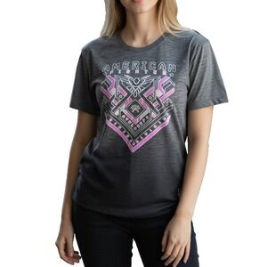 American Fighter Women's Graphic T Shirt Training Division Dark Gray Pink Logo